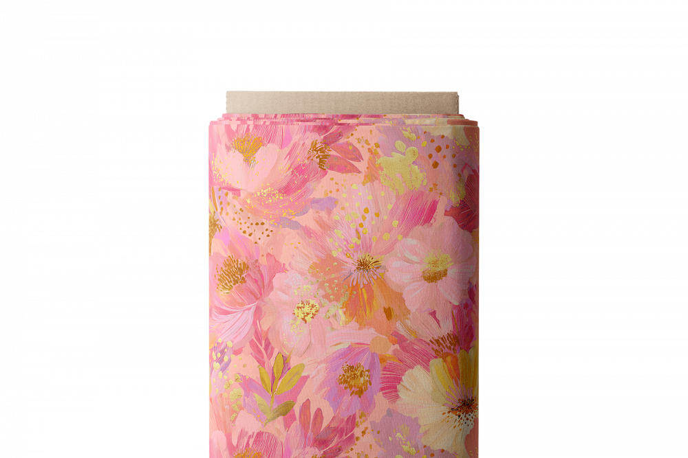 Tissu fleurs aquarelle tons roses – Collection Rainbow 2026
