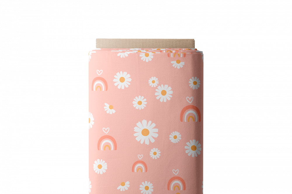 Panneau fond marguerites et arcs-en-ciel rose poudré – collection Rainbow 2026 Colores la Vie