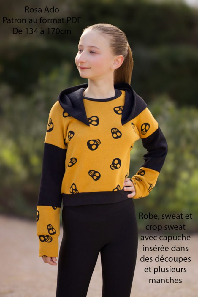 Patron de couture ROSA ado – robe sweat, sweat et crop sweat