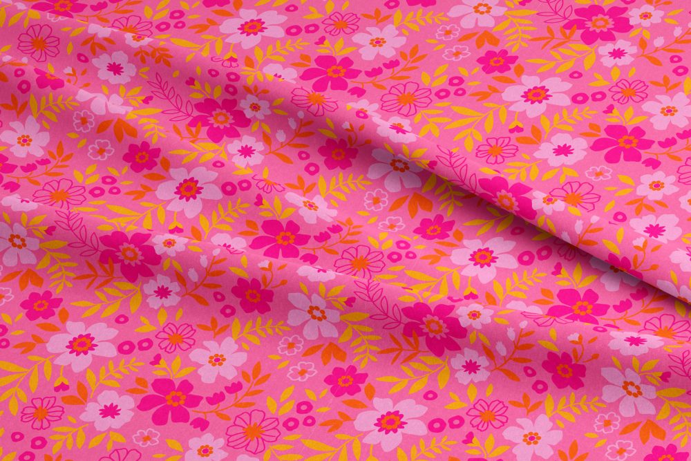 tissu petites fleurs rose style liberty collection coeur de pétales