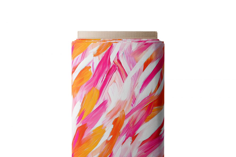 tissu pétales abstraits rose orange collection coeur de pétales