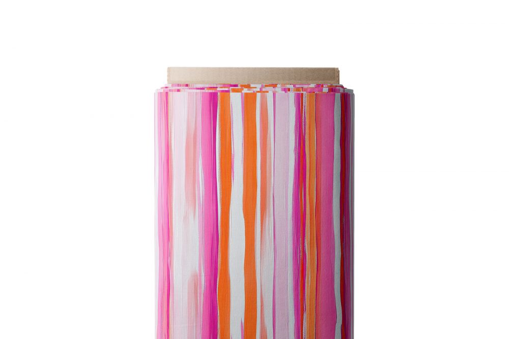 tissu rayures couture rose orange collection coeur de pétales