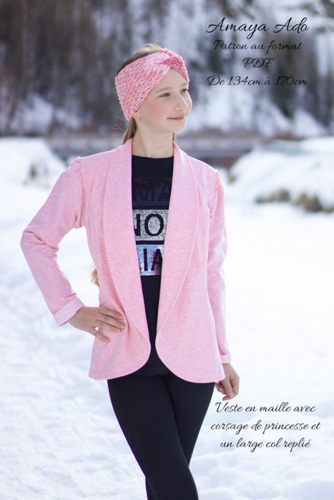 Amaya-26 Patron veste ado Amaya en maille du 134 au 170 cm