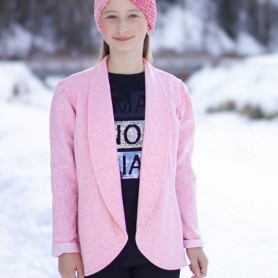 Veste adolescente chic en maille avec col large à revers